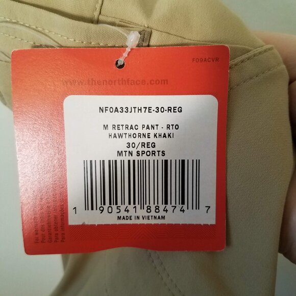 The North Face Retrac Pant RTO Men's 30 Hawthorne Khaki Regular NF0A33JTH7E - Picture 9 of 9